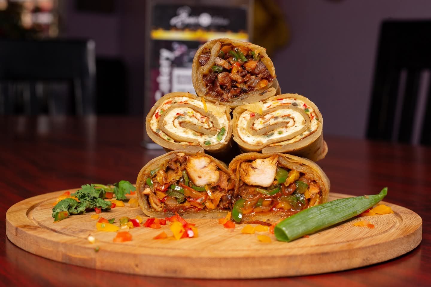 Uganda Rolex on chopping board ready for consumption