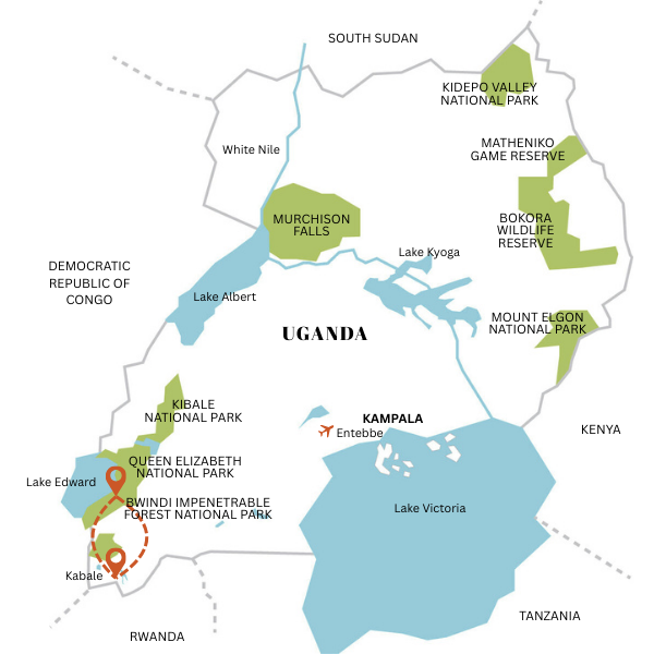 1 day gorilla trek map