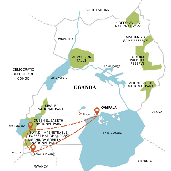 3 day gorilla trekking map